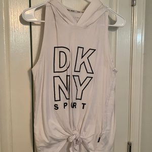 Sleeveless white DKNY sport shirt.